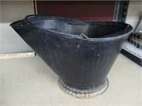 Vintage Black Coal Ash Metal Scuttle Pail Hearth