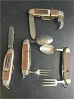 4 vintage US WWII multi-function knives