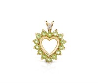 Peridot and 9ct yellow gold heart pendant