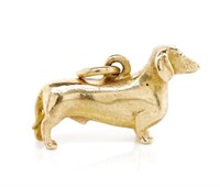 9ct rose gold "dachshund" dog charm