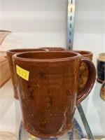 (4) Kohle Redware Mugs