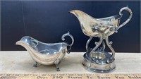 Silver Plate Gravy Boats (one w/heating stand)