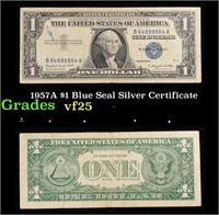 1957A $1 Blue Seal Silver Certificate Grades vf+