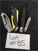 Pocket knives ,flashlight ,and box cutter