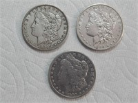 (3) 1900 & 1900-O Morgan Silver Dollars