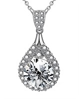 925S 5.0ct Moissanite Diamond Pear Necklace