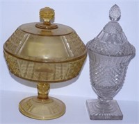 Early American Pattern glass Amber covered
