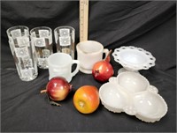 Milk Glass, Vintage Glass Tumblers (4)