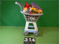 Child Shopping Cart & Contents Of Toys