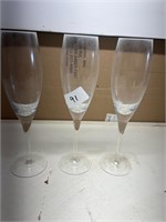 3 CLEAR STEMWARE GLASSES 9" TALL