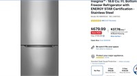 Insignia™ 18.6 Cu. Ft. Bottom Freezer Refrigerator