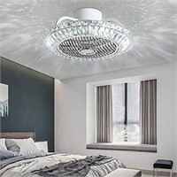 Ceiling Fan with Light, Crystal Fan Light, Smart