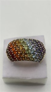 Sterling Ring w/Genuine Stones Size 8.5