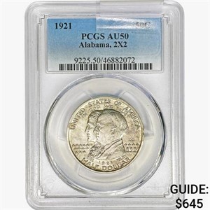 1921 Alabama Half Dollar PCGS AU50 2X2