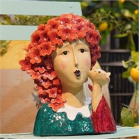 Garden-Statues Women-Head Statue-RED