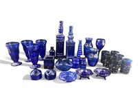 Cobalt Blue Inkwell,jars,Ashtray,Decanters