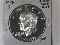 1976-S Silver Proof Var 1 Ike Dollar