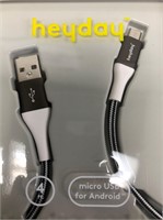 4' Micro USB to USB-a Braided Cable - Heyday™ Blac