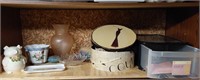 Hat Box of Hair Bows, Crackle Vase & More