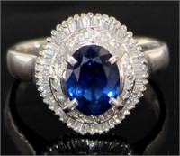 Platinum 1.96 ct Natural Sapphire & Diamond Ring