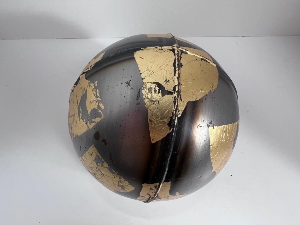 Art Piece: Wrought Iron Ball with 24K Gold Leaves