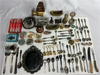 Vintage Souvenir Spoons, Silverware, Metal Collect