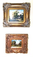 Oil on Canvas Landscape Paintings Lot of 2