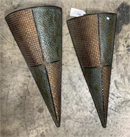 Pair Of Decorative Tin Wall Planters.