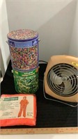 Vintage heater, not tested, rainwear and 2 -2