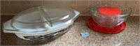 Vintage Pyrex Barbed Wire & Stars covered dish,