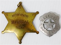 2 Vintage Metal Badges - One Brass