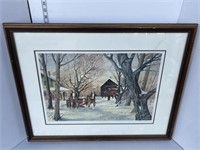 Framed print- winter farm setting