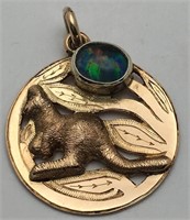 9k Gold & Opal Kangaroo Pendant