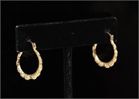 Jewelry 14kt Yellow Gold Bamboo Hoop Earrings