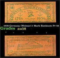 1920 Germany (Weimar) 1 Mark Banknote P# 58 Choice