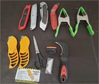 Lot of Box Cutters, Clamps & More