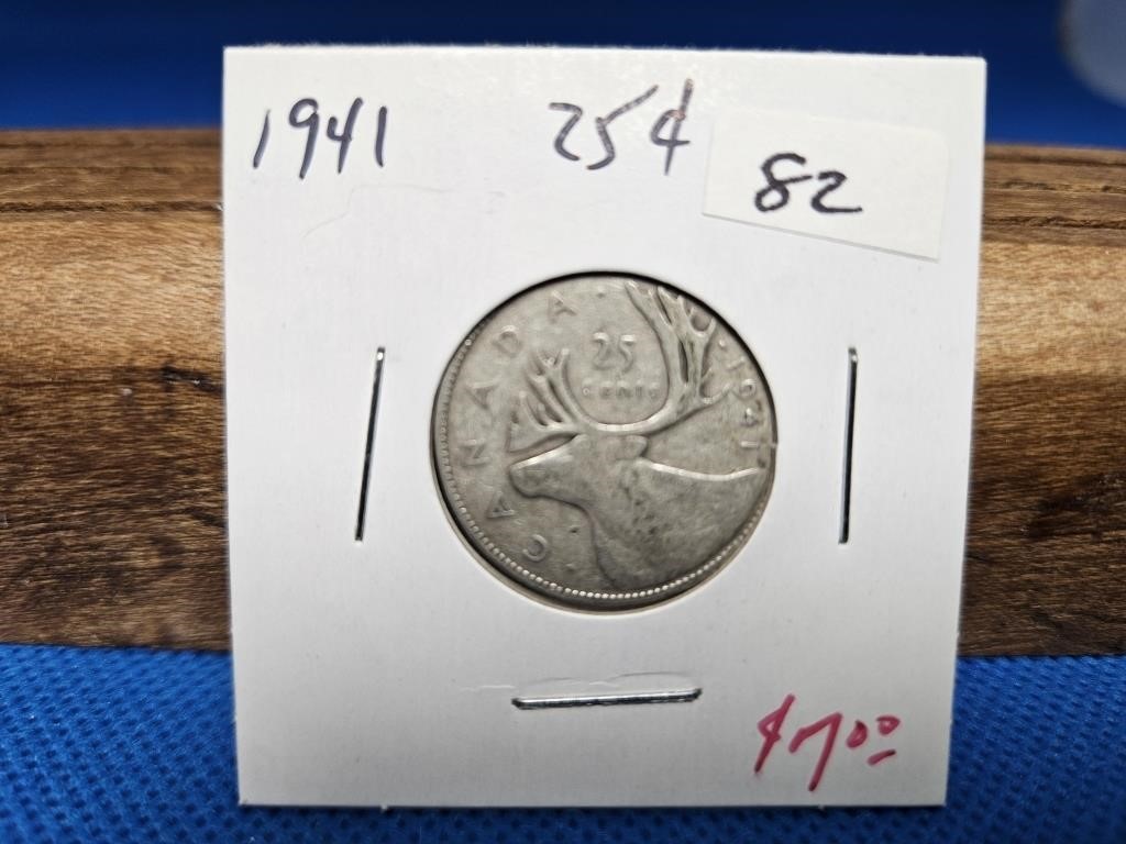 1-1941 25 CENT SILVER COIN