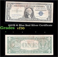 1957B $1 Blue Seal Silver Certificate Grades vf++