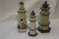 (3) Lighthouses: (1) 13” Tall, (1) 12” Tall, &
