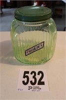 Vintage Depression/Vaseline Glass Cookie Jar