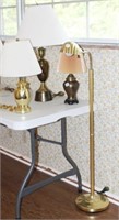 3 TABLE LAMPS W/SHADES AND FLOOR LAMP