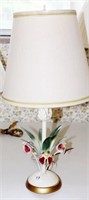 FLORAL BASE DESIGN TABLE LAMP W/SHADE