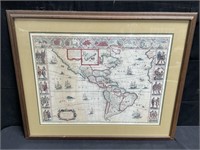 17th c. engraved map of America, " America Nova