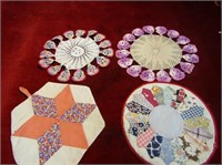 (4) Knitted and sewn doilies.