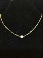 14K Gold Necklace with Diamond 7.5 inches 
1.4g