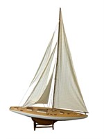 Huge Wooden Sailboat Model On Stand