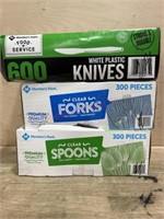 600 pack plastic knives & 300 pack forks & spoons