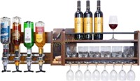 Mounted Wine Rack with 4-Bottle Dispenser