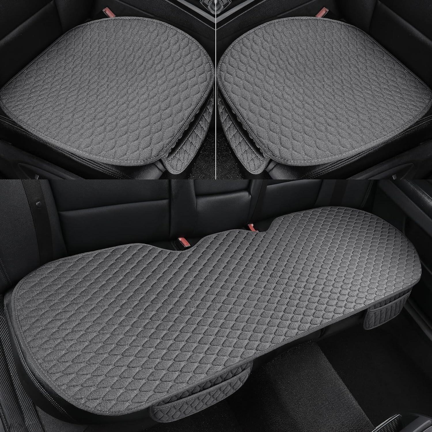 Car Seat Covers Cushion Pad  Gray 3PC Rhombic