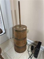 Antique wooden butter churn 38” tall